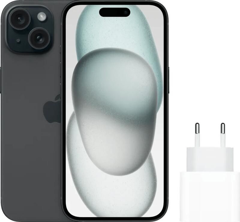 Apple iPhone 15 256GB Zwart + Snellader