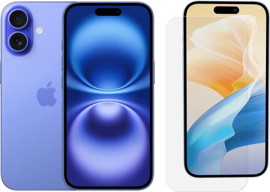 Apple iPhone 16 128GB Blauw + BlueBuilt Screenprotector Glas