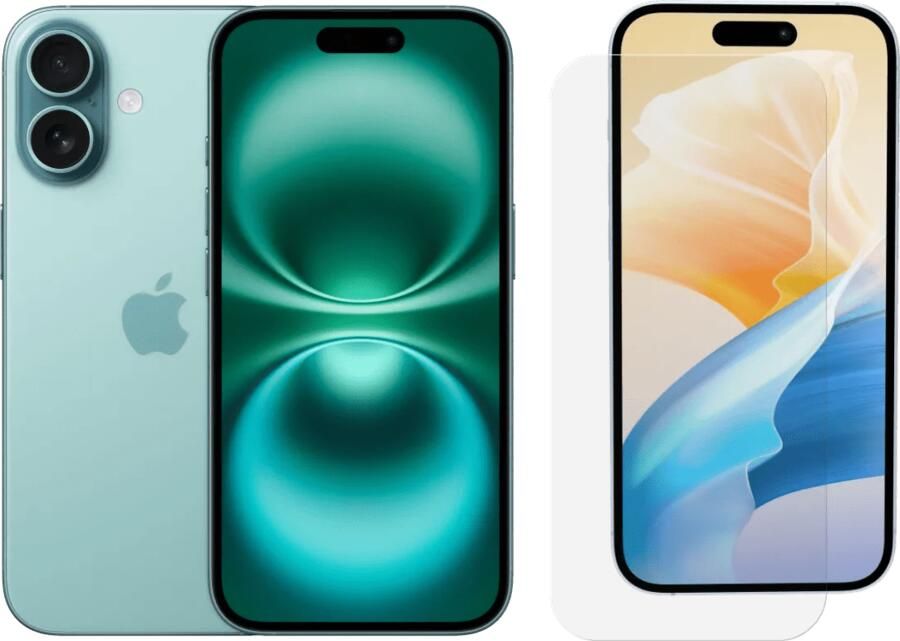 Apple iPhone 16 128GB Groen + BlueBuilt Screenprotector Glas