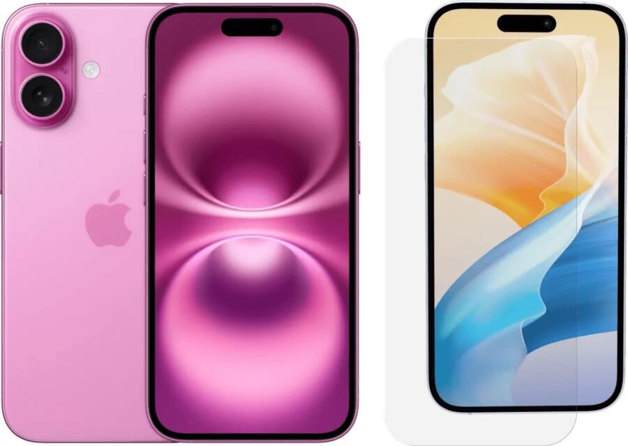 Apple iPhone 16 128GB Roze + BlueBuilt Screenprotector Glas