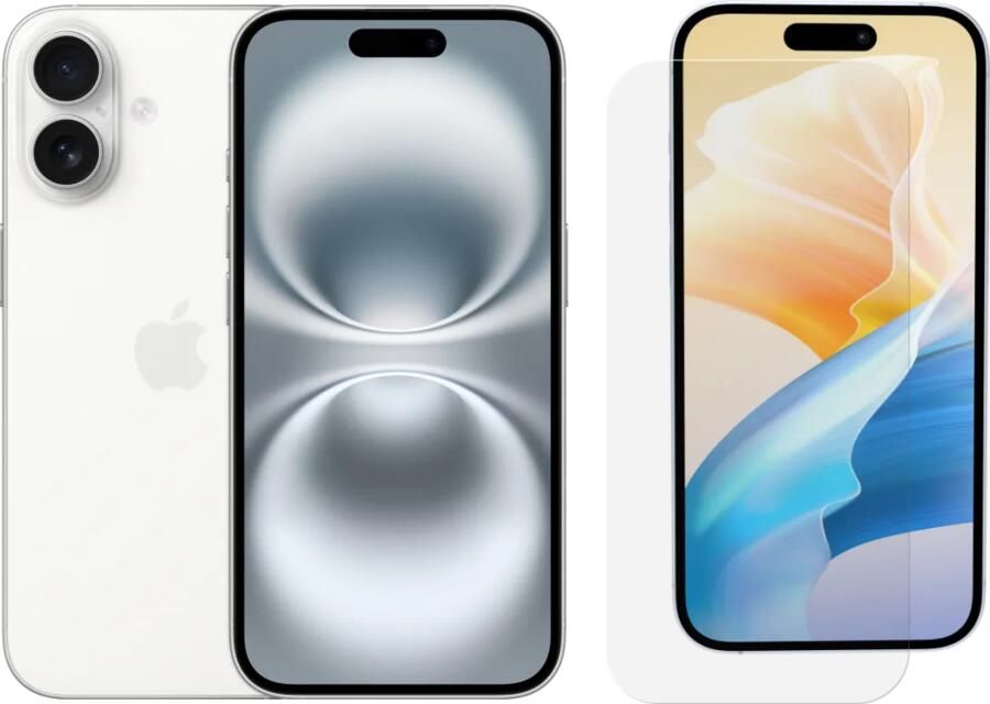 Apple iPhone 16 128GB Wit + BlueBuilt Screenprotector Glas