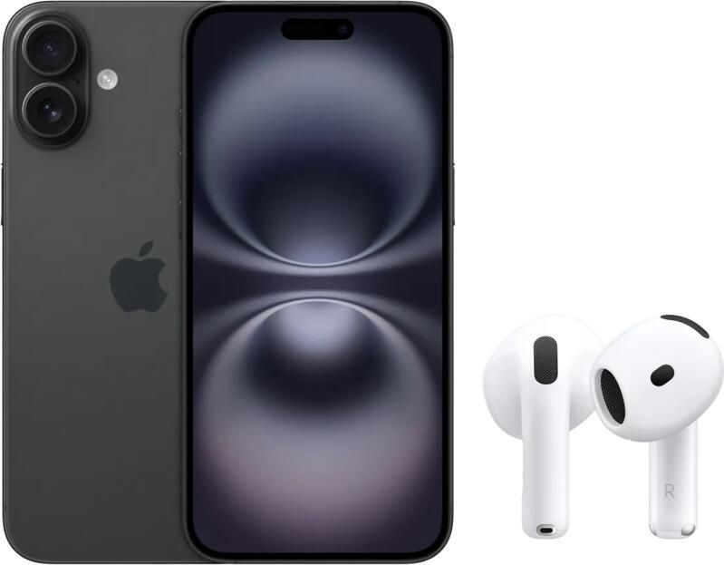 Apple iPhone 16 128GB Zwart + AirPods 4 Active Noise Cancellation