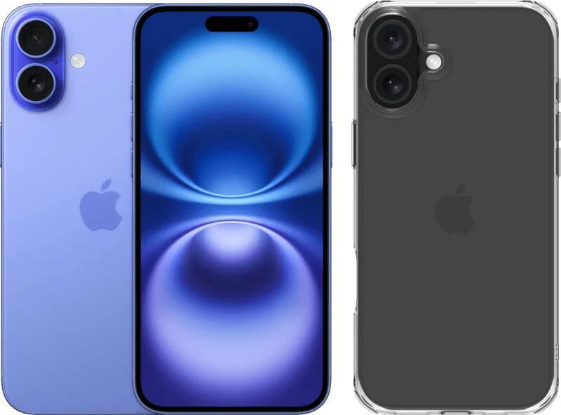 Apple iPhone 16 Plus 128GB Blauw + BlueBuilt Protective Back Cover Transparant