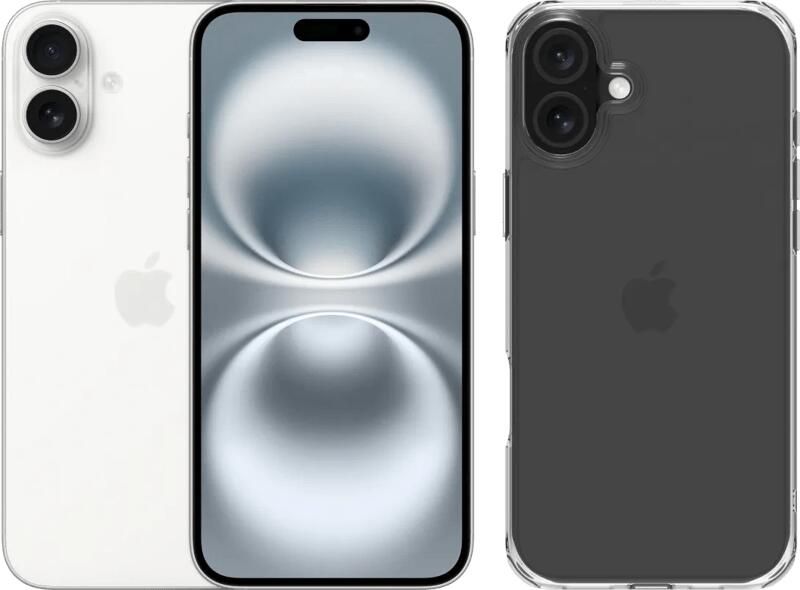 Apple iPhone 16 Plus 256GB Wit + BlueBuilt Protective Back Cover Transparant