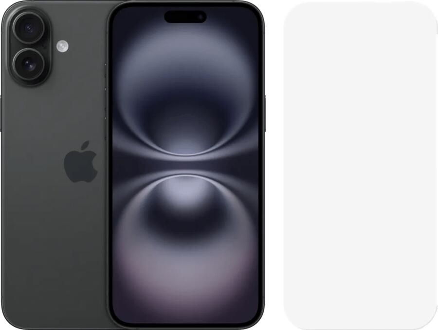 Apple iPhone 16 Plus 128GB Zwart + BlueBuilt Screenprotector Glas