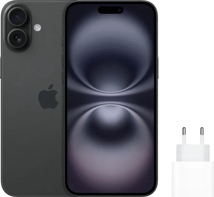 Apple iPhone 16 Plus 128GB Zwart + Snellader