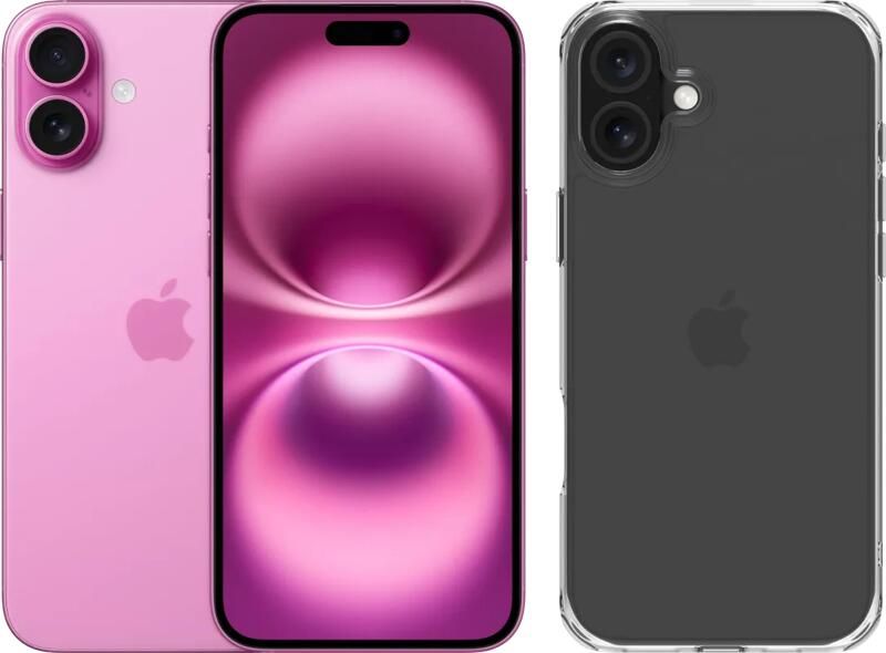 Apple iPhone 16 Plus 256GB Roze + BlueBuilt Protective Back Cover Transparant