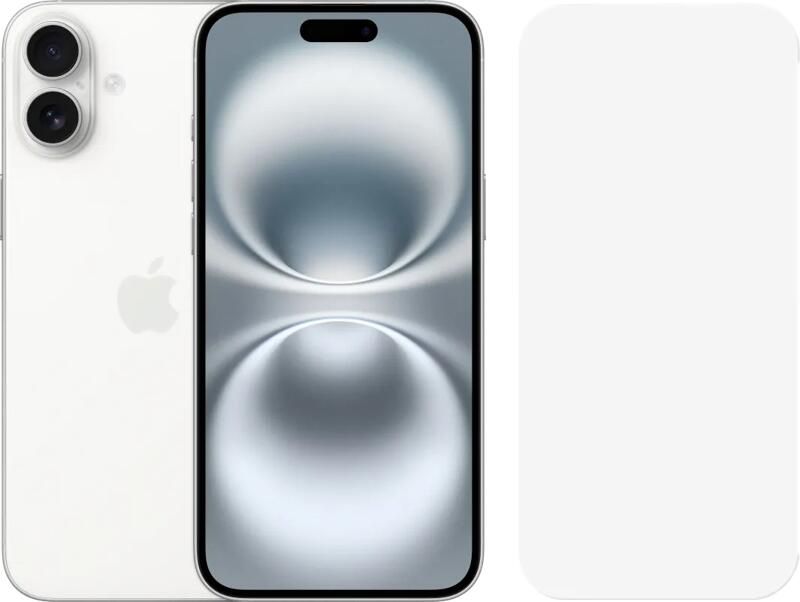 Apple iPhone 16 Plus 256GB Wit + BlueBuilt Screenprotector Glas