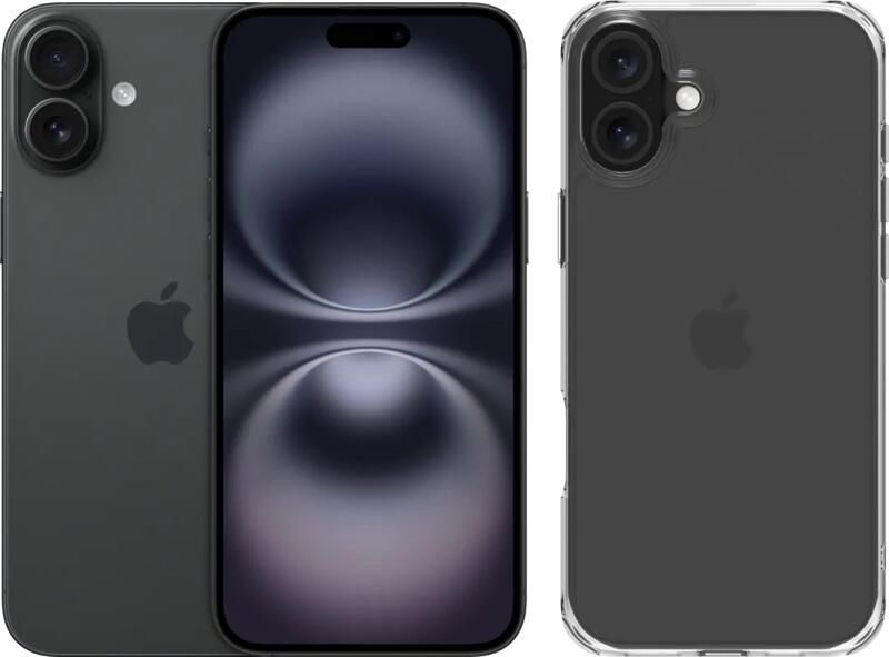 Apple iPhone 16 Plus 256GB Zwart + BlueBuilt Protective Back Cover Transparant