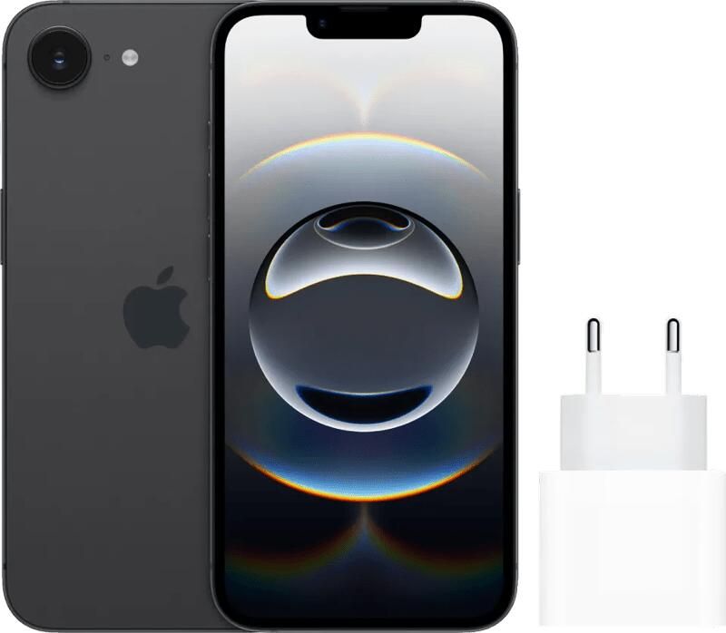 Apple iPhone 16e 128GB Zwart + Snellader