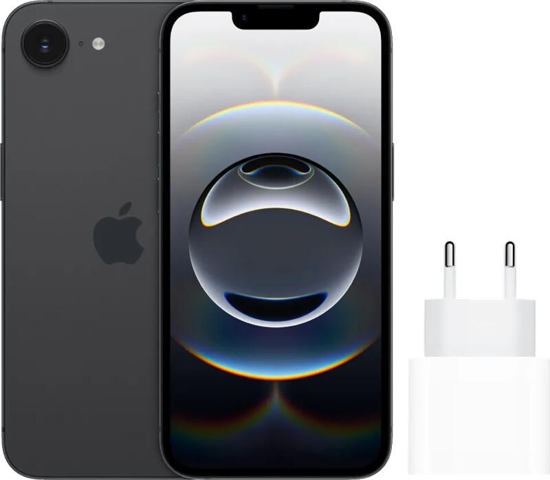 Apple iPhone 16e 128GB Zwart + Snellader
