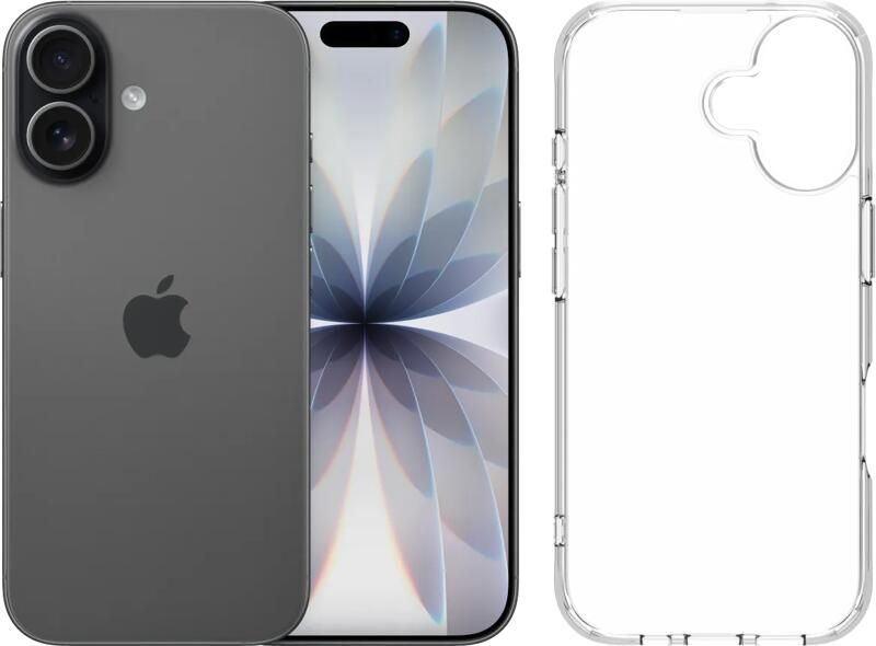 Apple iPhone 17 256GB Zwart + BlueBuilt Protective Back Cover Transparant