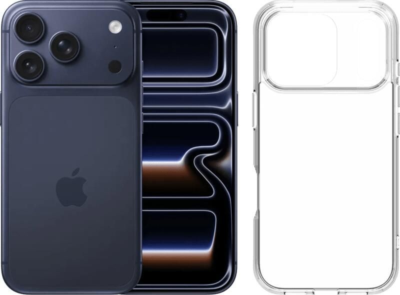 Apple iPhone 17 Pro 1TB Blauw + BlueBuilt Protective Back Cover Transparant