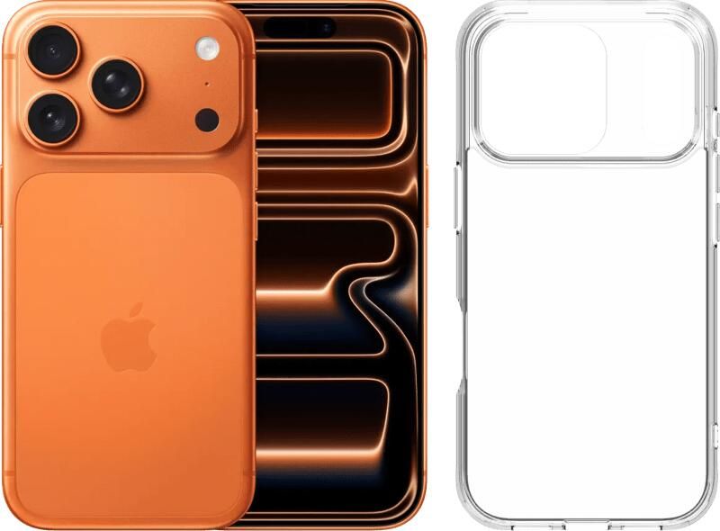 Apple iPhone 17 Pro 512GB Oranje + BlueBuilt Protective Back Cover Transparant
