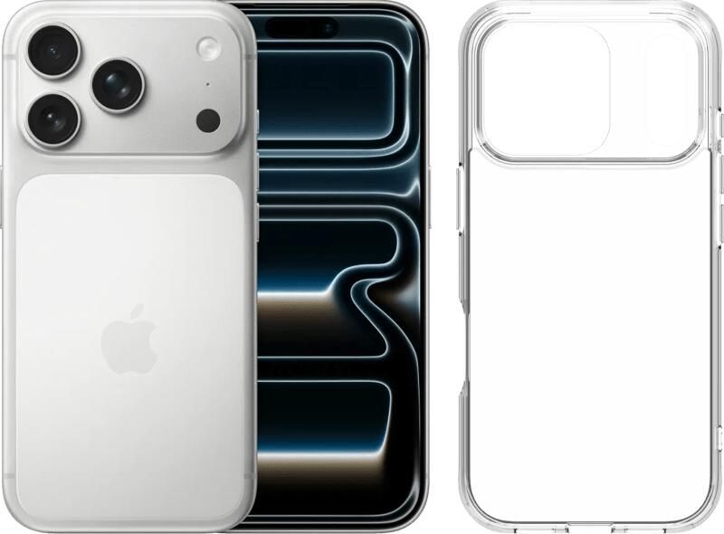 Apple iPhone 17 Pro 512GB Zilver + BlueBuilt Protective Back Cover Transparant