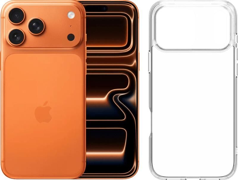 Apple iPhone 17 Pro Max 1TB Oranje + BlueBuilt Protective Back Cover Transparant