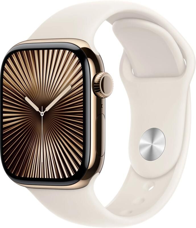 Apple Watch Series 10 GPS + Cellular 42mm Titanium Case met Sport Band M L Smartwatch Goud
