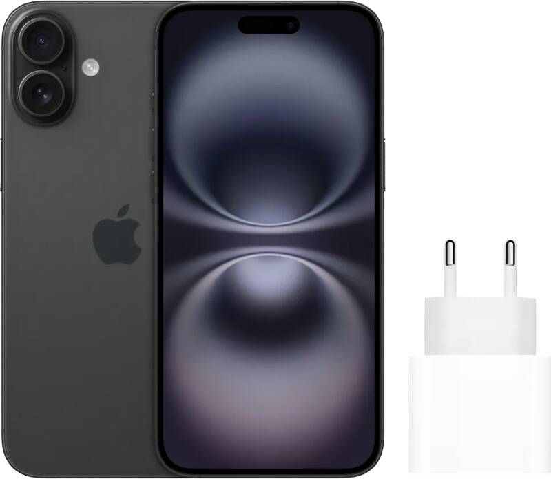 Apple iPhone 16 128GB Zwart + Snellader