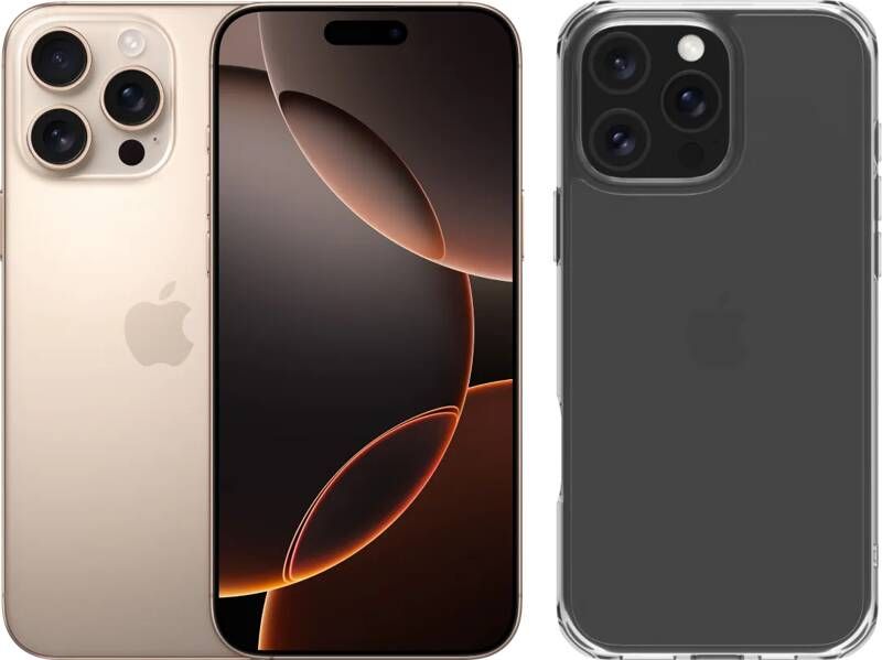 Apple iPhone 16 Pro Max 256GB Desert Titanium + BlueBuilt Back Cover Transparant