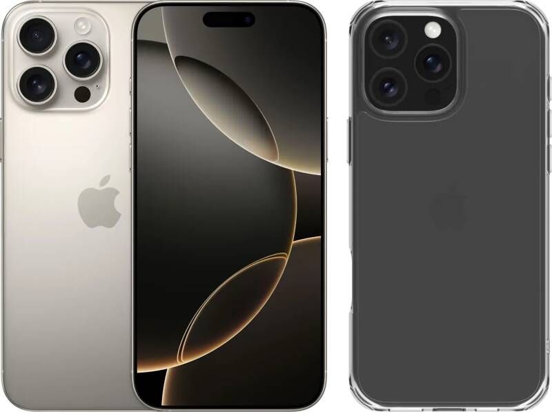 Apple iPhone 16 Pro Max 256GB Natural Titanium + BlueBuilt Back Cover Transparant