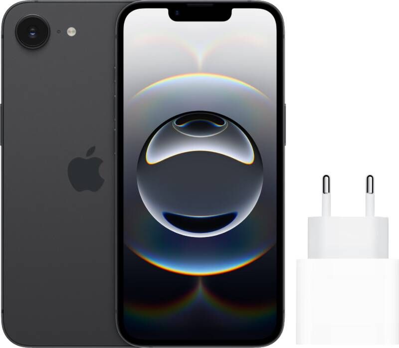Apple iPhone 16e 128GB Zwart + Snellader