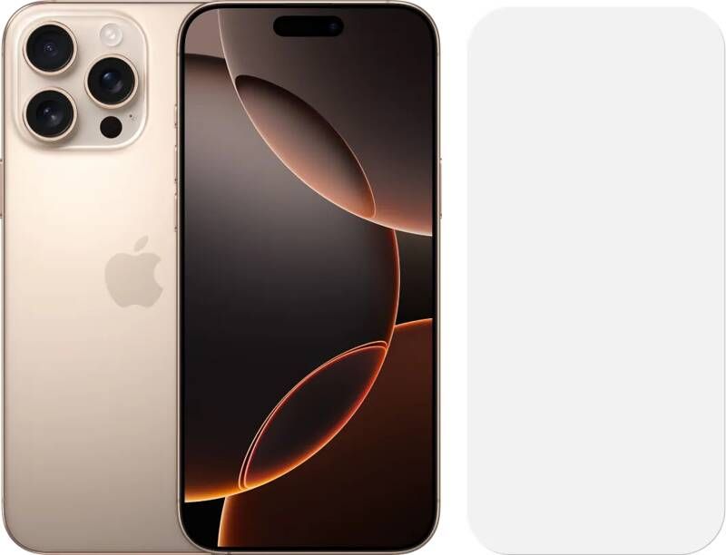 Apple iPhone 16 Pro Max 256GB Desert Titanium + BlueBuilt Screenprotector Glas