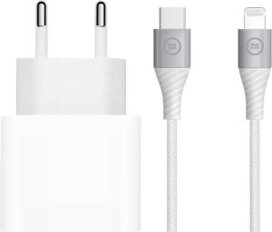Apple Usb C Oplader 20W + Lightning Kabel 1 5m Nylon Wit