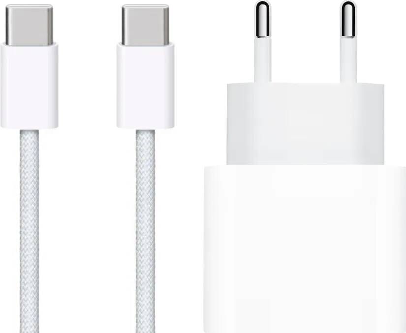 Apple Usb C Oplader 20W + Usb C Kabel 1m Nylon Wit