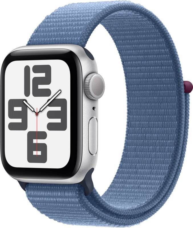 Apple Watch SE (2022) 40mm Zilver Aluminium Sport Loop Smartwatch Blauw