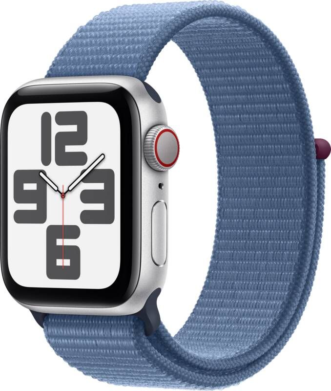 Apple Watch SE (2022) 4G 40mm Zilver Aluminium Sport Loop Smartwatch Blauw