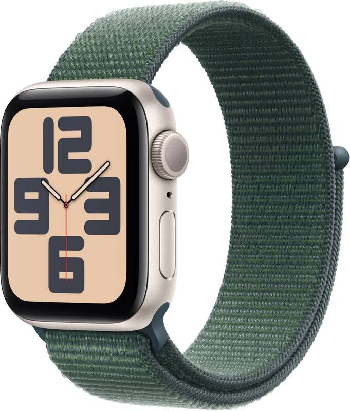 Apple Watch SE GPS 40mm Aluminium Case met Lake Green Sport Loop Smartwatch Grijs