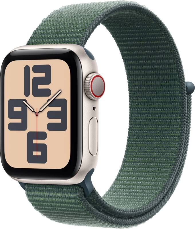 Apple Watch SE GPS + Cellular 40mm Aluminium Case met Lake Green Sport Loop Smartwatch Grijs