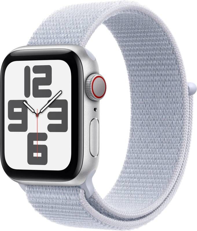 Apple Watch SE GPS + Cellular 40mm Aluminium Case met Blue Cloud Sport Loop Smartwatch Zilver