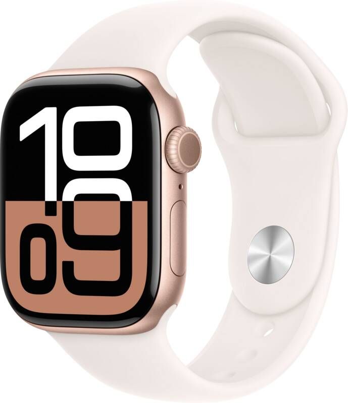 Apple Watch Series 10 GPS 42mm Aluminium Case met Light Blush Sport Band M L Smartwatch Roze