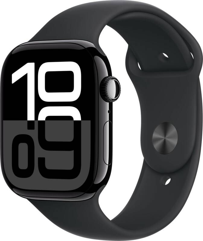 Apple Watch Series 10 GPS 46mm Aluminium Case met Sport Band S M Smartwatch Zwart