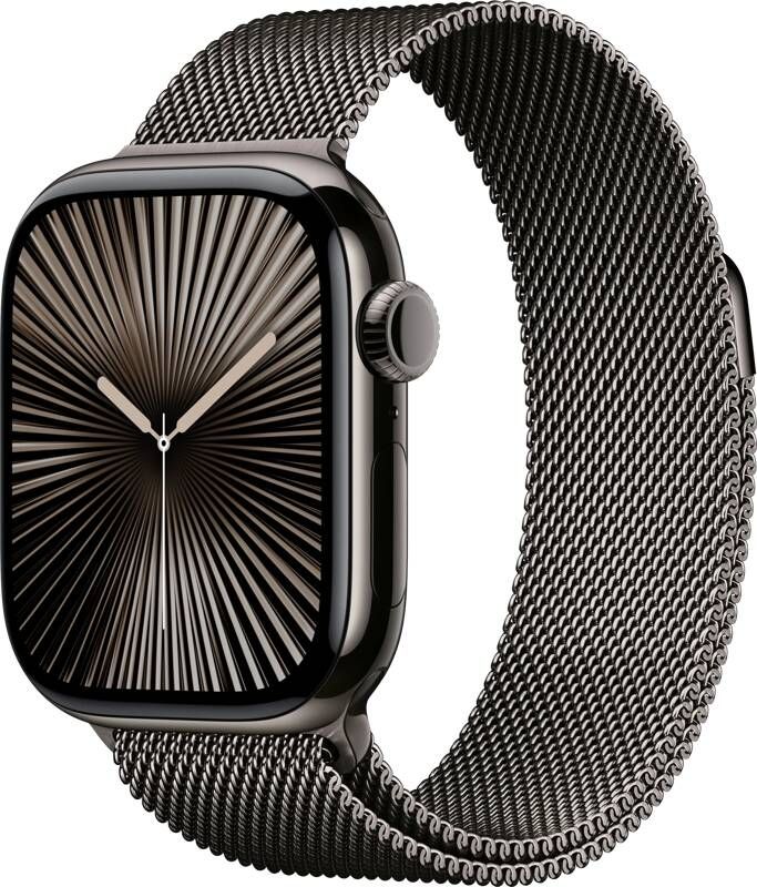Apple Watch Series 10 4G 42mm Titanium Zwart Milanese Band