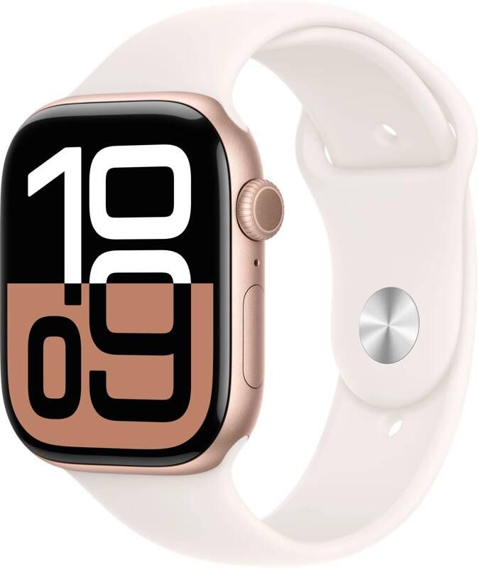 Apple Watch Series 10 GPS + Cellular 46mm Aluminium Case met Light Blush Sport Band S M Smartwatch Roze