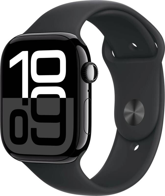 Apple Watch Series 10 GPS 46mm Aluminium Case met Sport Band M L Smartwatch Zwart