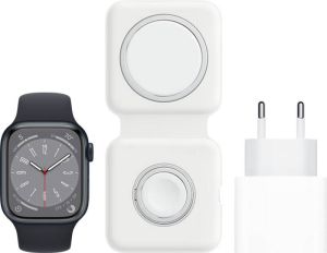 Apple Watch Series 8 4G 45mm Midnight Aluminium Midnight Sportband + MagSafe Oplaadpakket