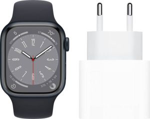 Apple Watch Series 8 4G 45mm Midnight Aluminium Midnight Sportband + Oplader