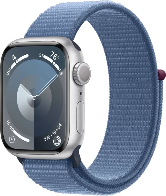 Apple Watch Series 9 41mm Zilver Aluminium Sport Loop Smartwatch Blauw