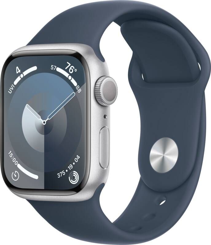Apple Watch Series 9 41mm Zilver Aluminium Sportband M L Smartwatch Blauw