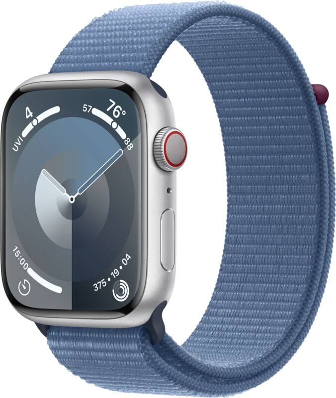 Apple Watch Series 9 45mm Zilver Aluminium Sport Loop Smartwatch Blauw