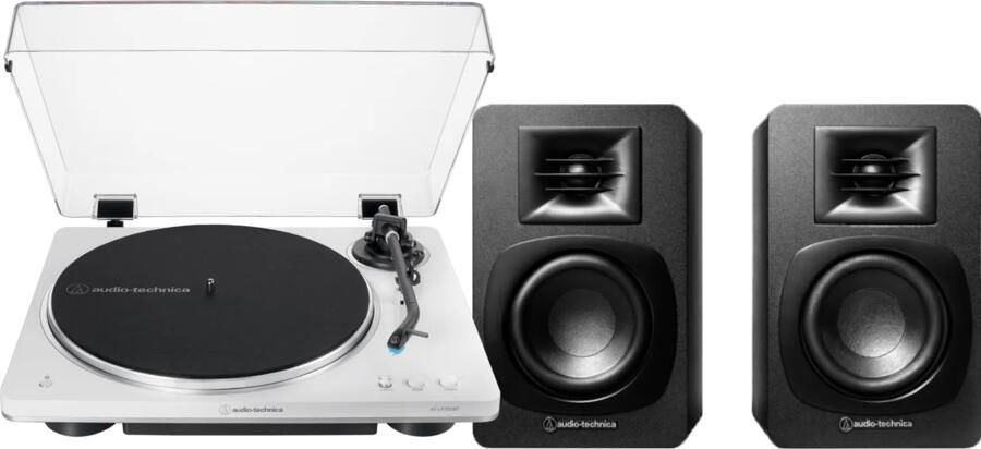 Audio-Technica Audio Technica AT-LP70xBT Wit + ATH-SP3X Zwart