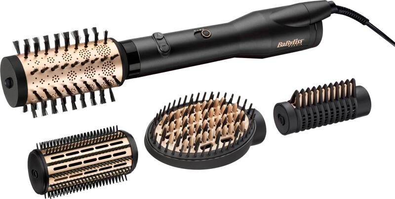 BaByliss Big Hair Luxe Föhnborstel AS970E Multistyler met 4 opzetstukken Roterende 50mm opzet- krulborstel Ionisch Evenredige luchtverdeling Coolshot [Airstyler]