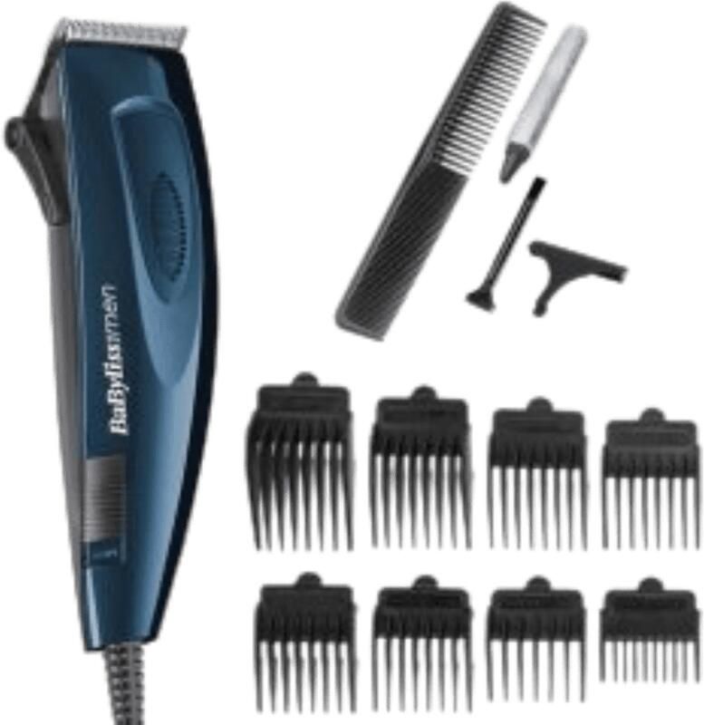 BaByliss Mains E695E Tondeuse met Snoer Extra Brede Messen 8 opzetkammen