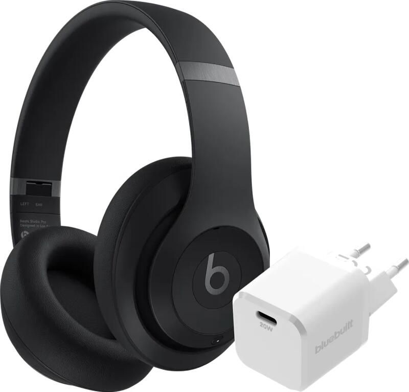 Beats Studio Pro Zwart + BlueBuilt Power Delivery Oplader met Usb C Poort 20W Wit