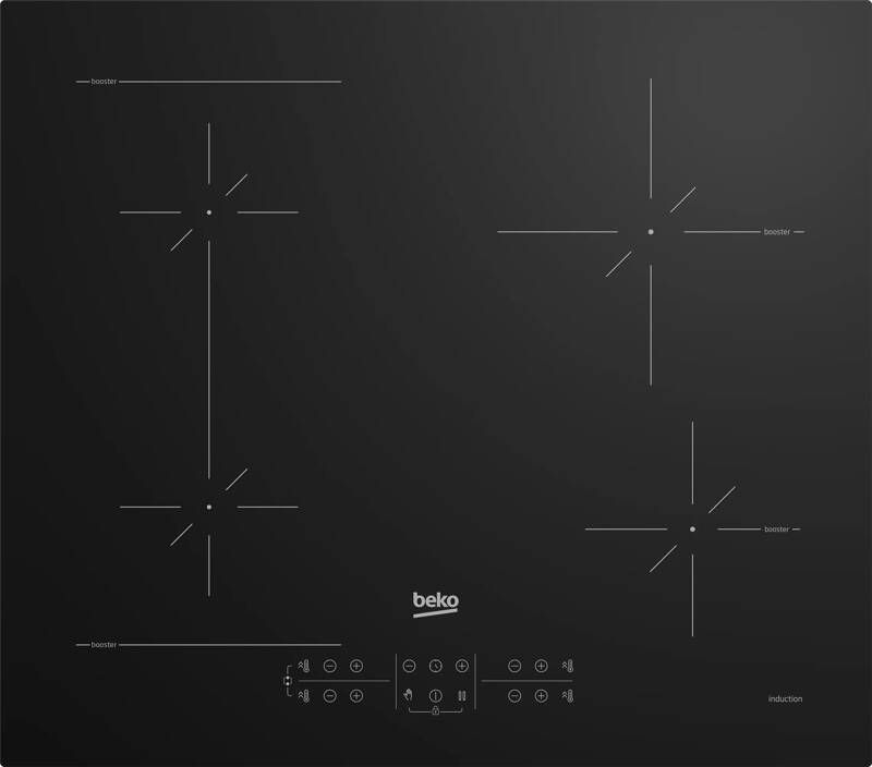 Beko HII64200SFMT kookplaat Zwart Ingebouwd 59 cm Inductiekookplaat zones 4 zone(s)