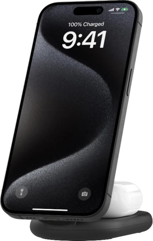 Belkin Boost Charge MagSafe en Qi2 2-in-1 Draadloze Oplader 15W met Standaard Zwart