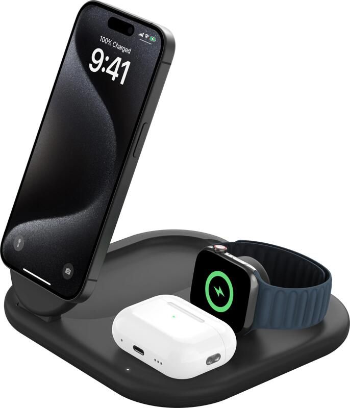 Belkin BoostCharge Qi2 15W Magnetic 3-in-1 WIZ029VFBK | Draadloze opladers | 0745883890019